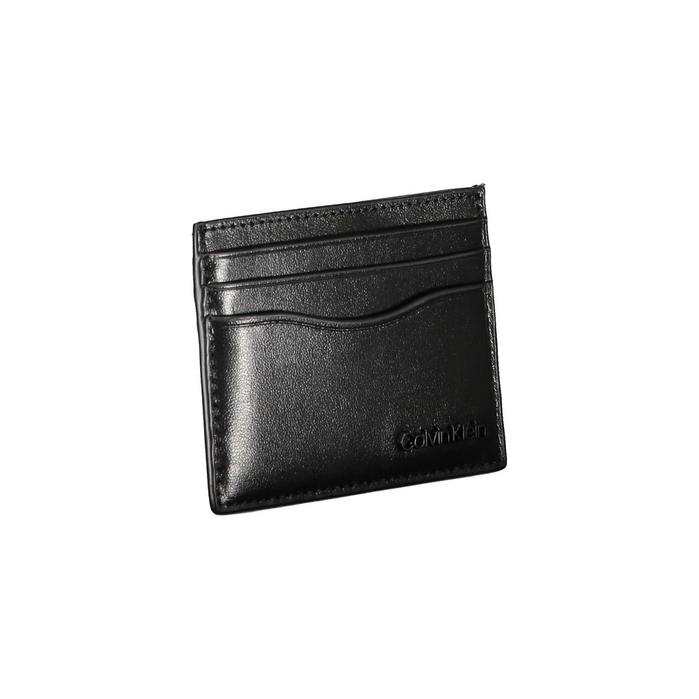 Porte-cartes élégant en cuir noir Calvin Klein