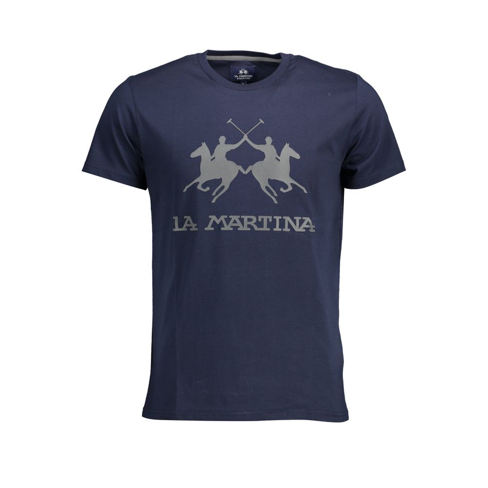 T-shirt en coton à col rond La Martina Chic, bleu.