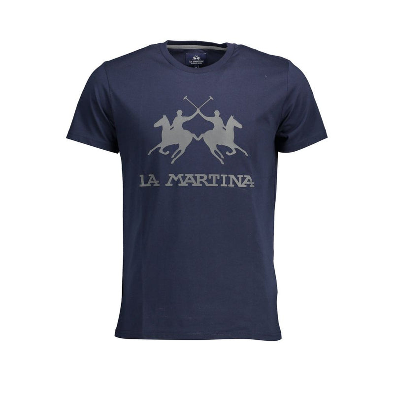 T-shirt en coton à col rond La Martina Chic, bleu.