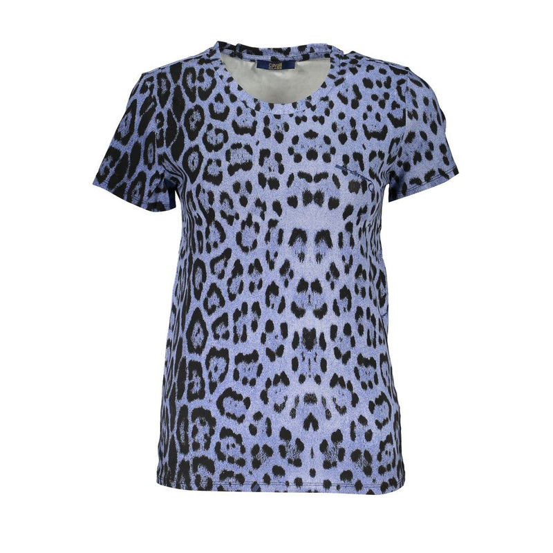 Cavalli Class T-Shirt Femme en Coton Bleu - Élégance Luxueuse