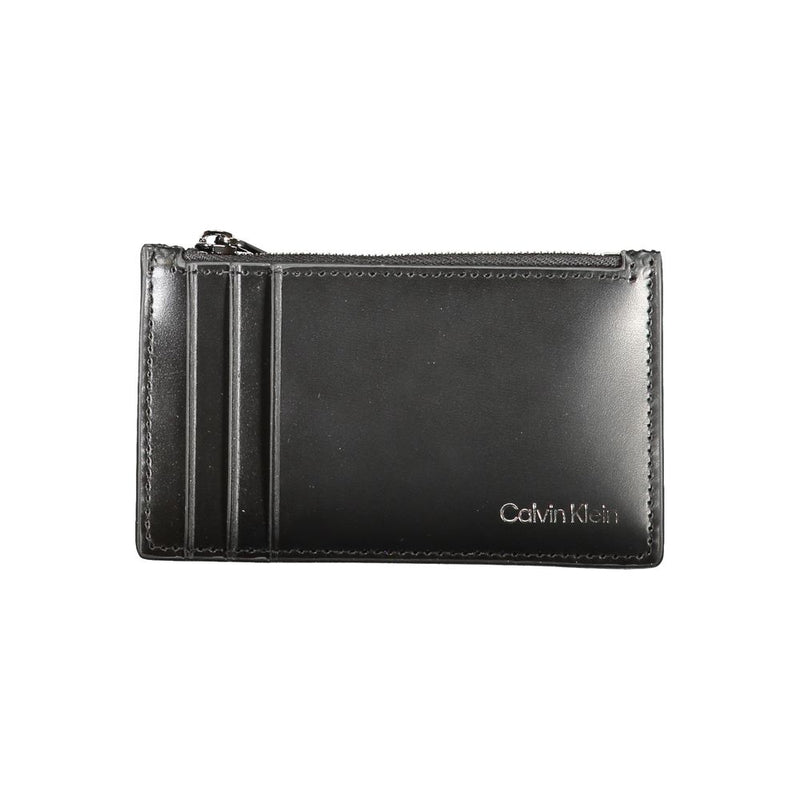 Portefeuille en cuir noir Calvin Klein