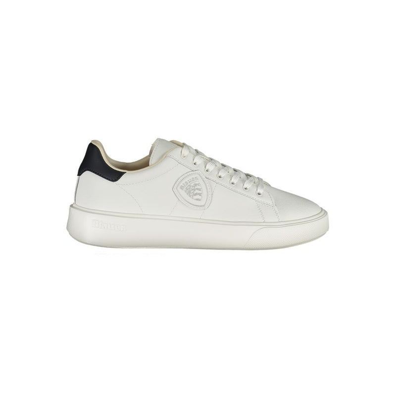 Blauer White Polyethylene Men Sneaker with Blue Accents