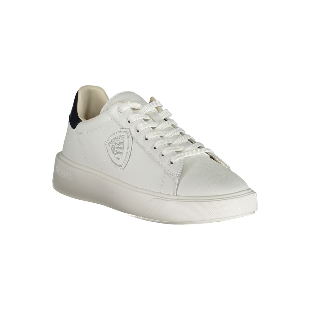 Blauer White Polyethylene Men Sneaker with Blue Accents