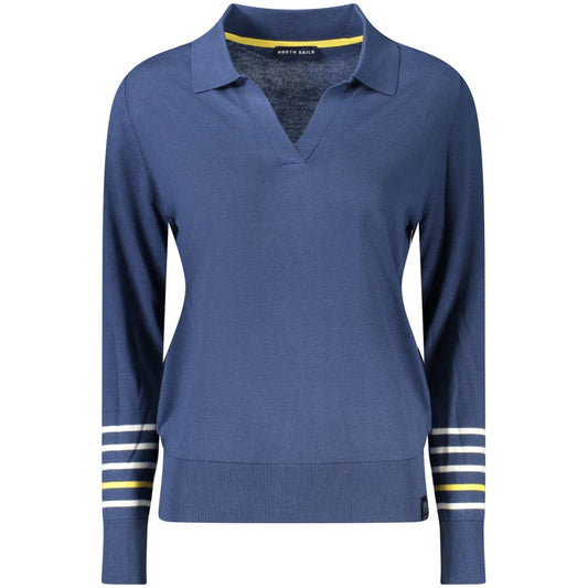 North Sails Blue Cotton Women Sweater - Elegant V-Neck Design