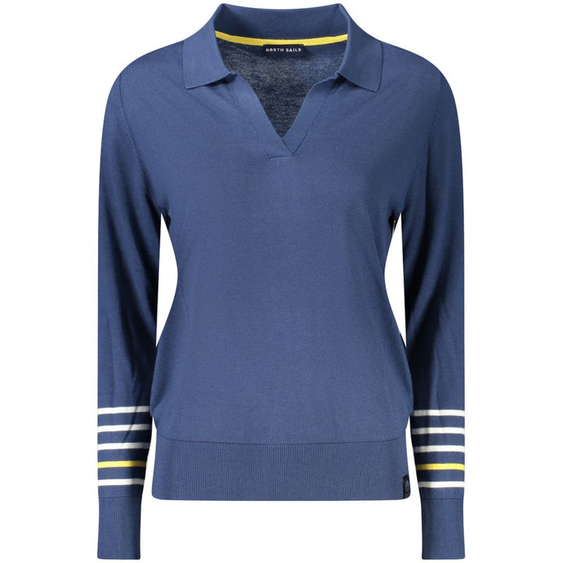 North Sails Blue Cotton Women Sweater - Elegant V-Neck Style