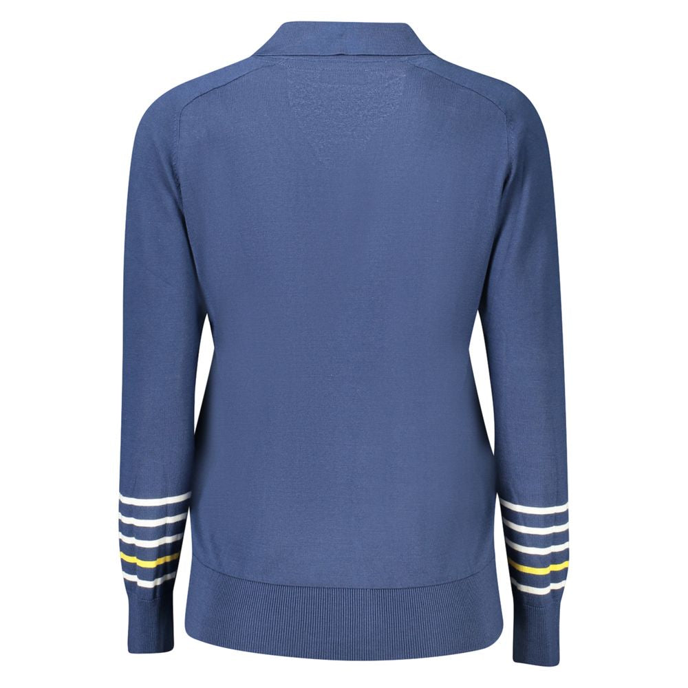 North Sails Blue Cotton Women Sweater - Elegant V-Neck Design