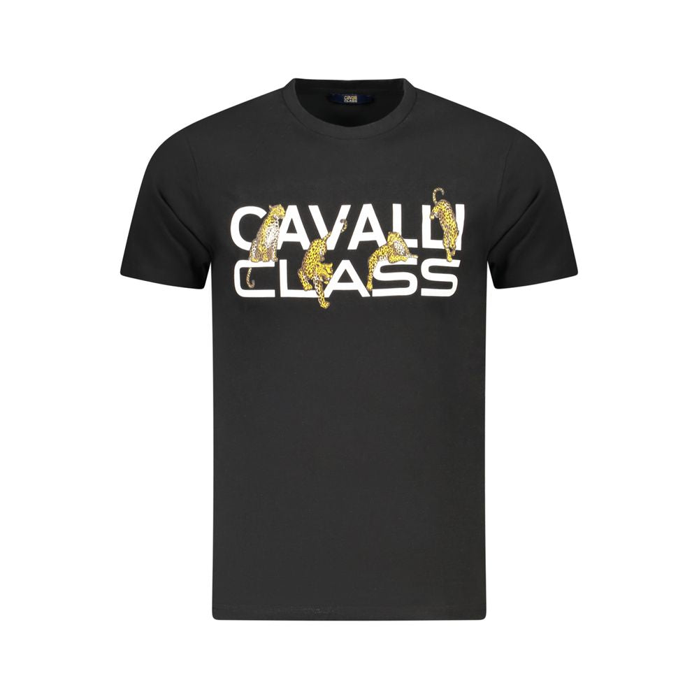 T-shirt homme en coton noir Cavalli Class
