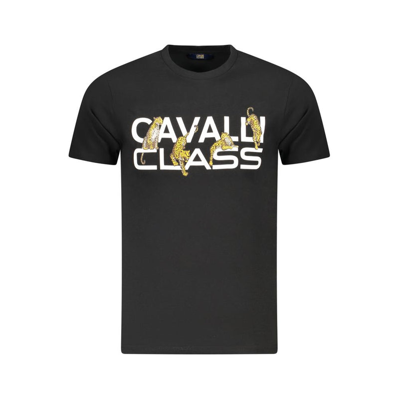 T-shirt homme en coton noir Cavalli Class