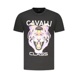 T-shirt homme en coton noir Cavalli Class