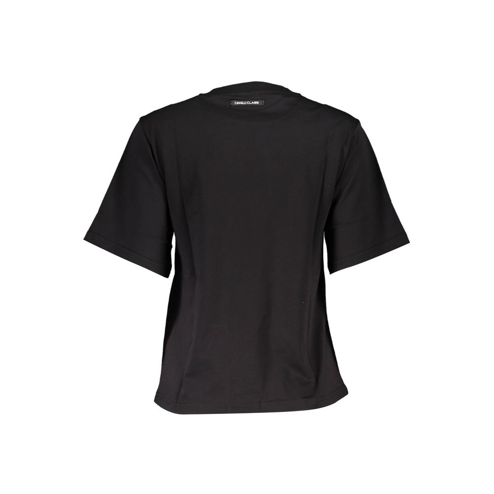 T-shirt noir en coton pour femme de la marque Cavalli Class.