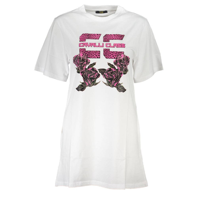 Cavalli Class White Cotton Women Dress - Elegant Short Dress
