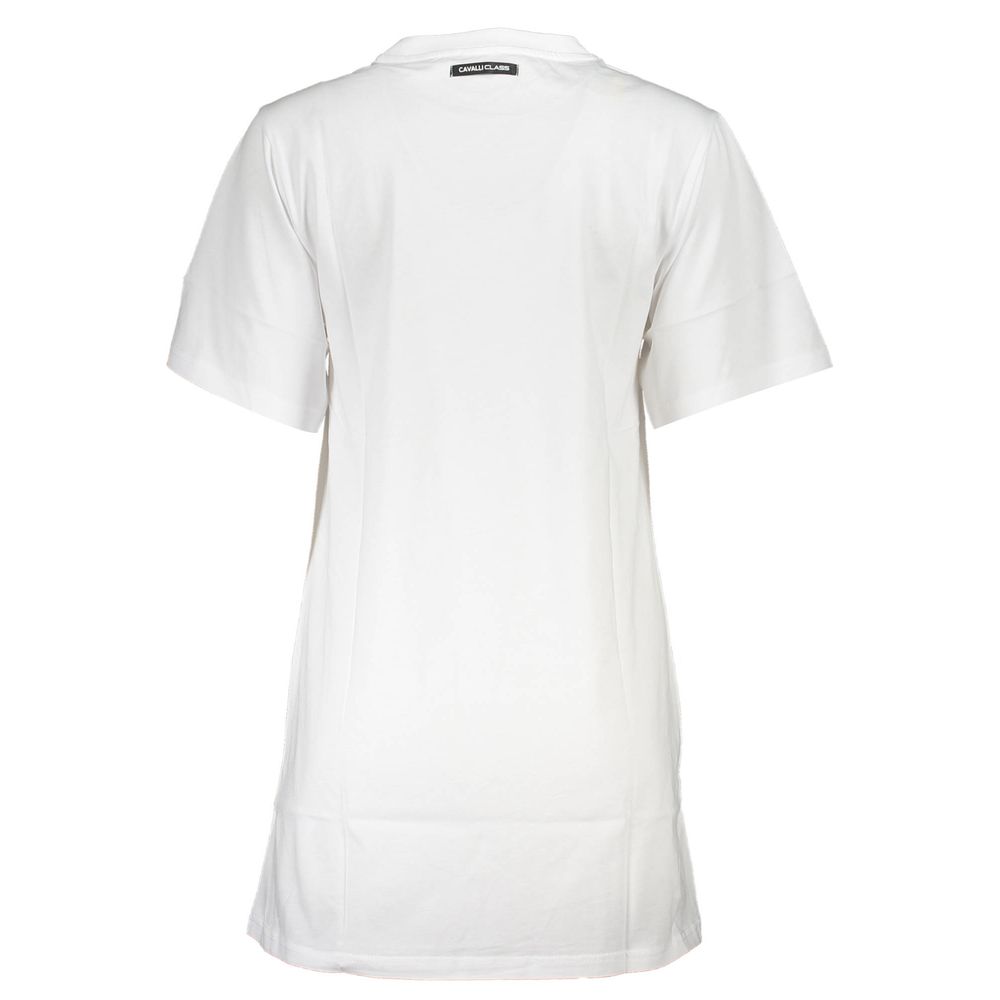 Cavalli Class White Cotton Women Dress - Élégante Robe Courte