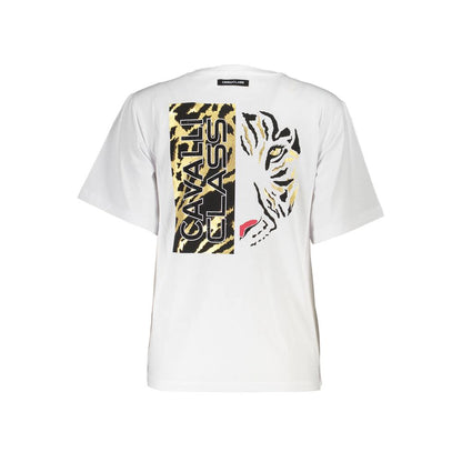 T-shirt blanc en coton pour femme de la marque Cavalli Class.