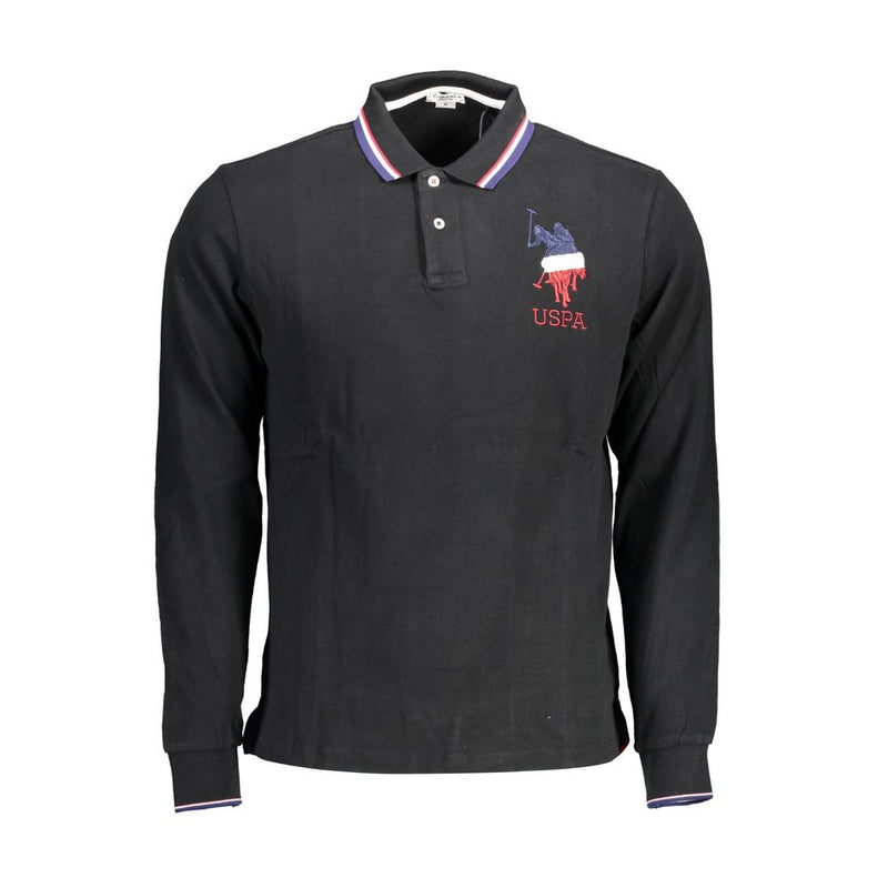 US POLO ASSN. Zwarte katoenen heren polo-shirt
