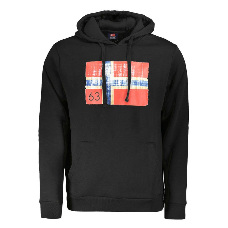 Sweat à capuche noir en coton pour homme, Norvège 1963