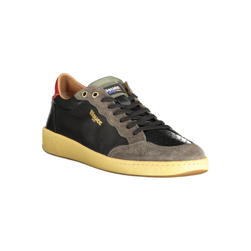 Blauer Black Leather Men Sneaker - Urban Sophistication
