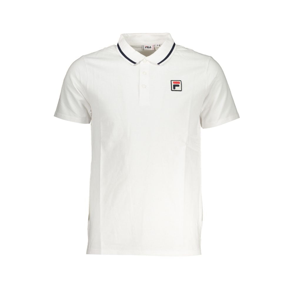 Polo en coton blanc Fila, coupe épurée, avec des touches de couleur contrastées.