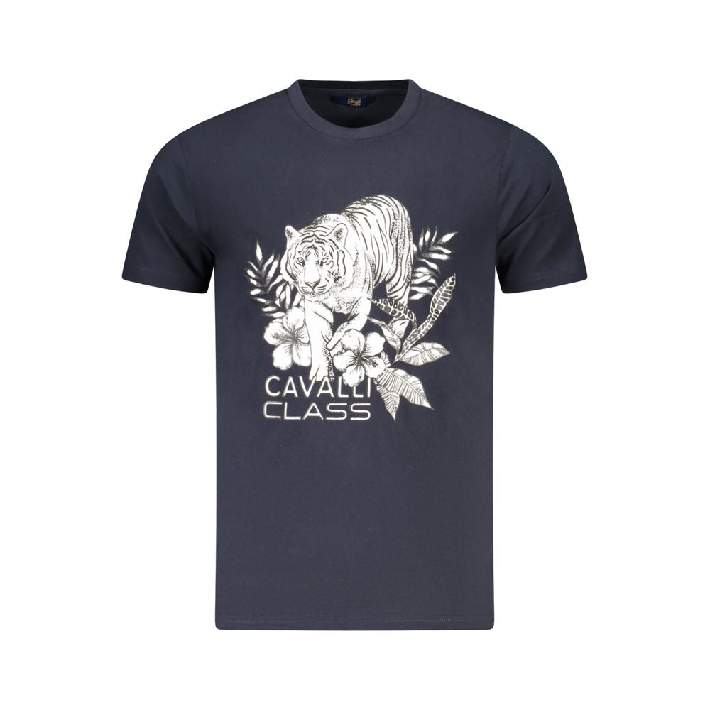 T-shirt homme en coton bleu Cavalli Class