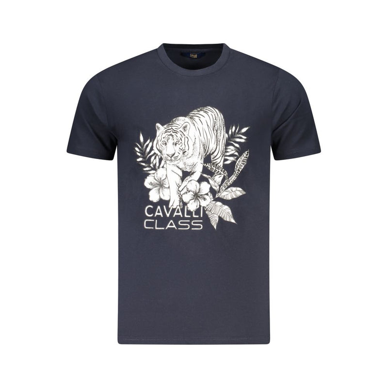 T-shirt homme en coton bleu Cavalli Class
