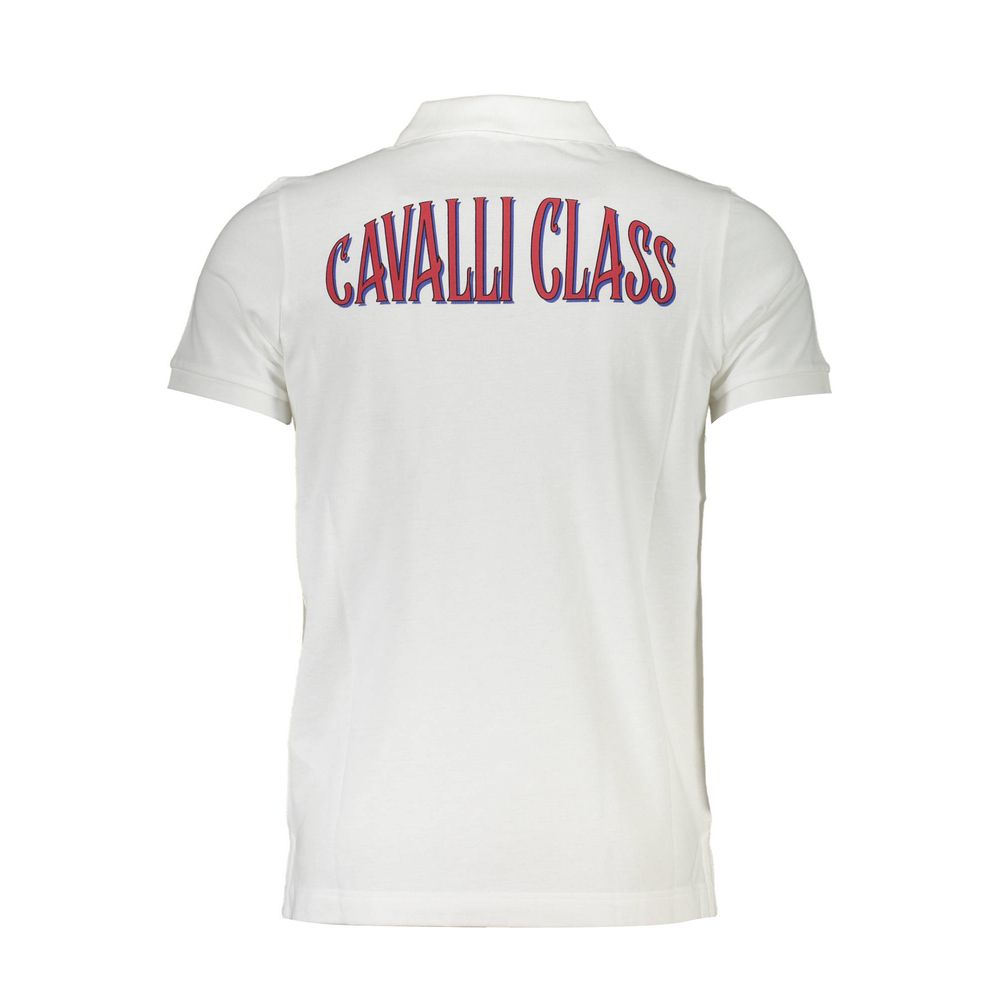 Polo homme en coton blanc Cavalli Class