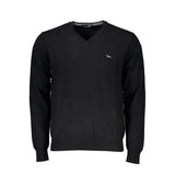 Pull noir élégant à col en V brodé de Harmont &amp; Blaine