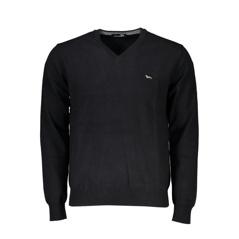 Pull noir élégant à col en V brodé de Harmont &amp; Blaine
