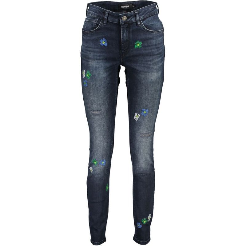 Desigual Blue Cotton Slim Fit Women's Jeans