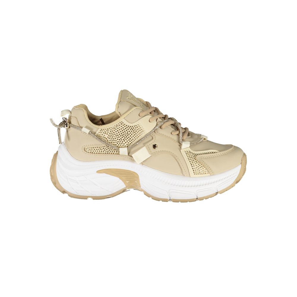 Laura Biagiotti Beige Rhinestone Women Sneaker - LA-36497