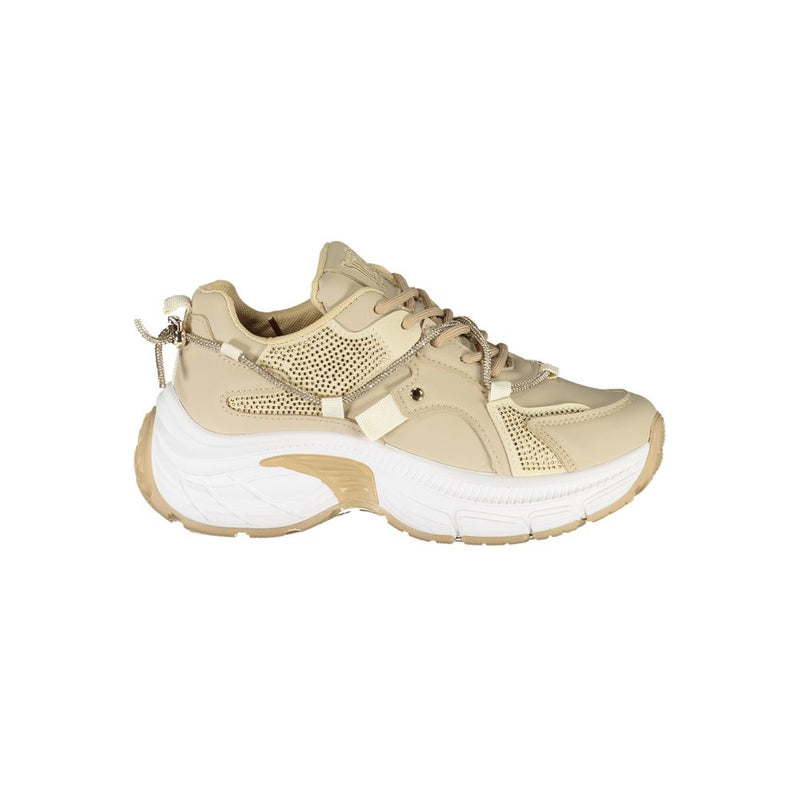 Laura Biagiotti Beige Rhinestone Women Sneaker - LA-36497