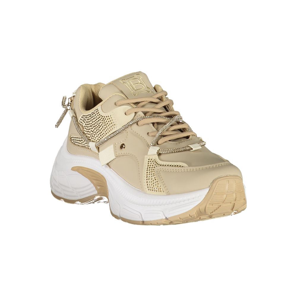 Laura Biagiotti Beige Rhinestone Women Sneaker - LA-36497
