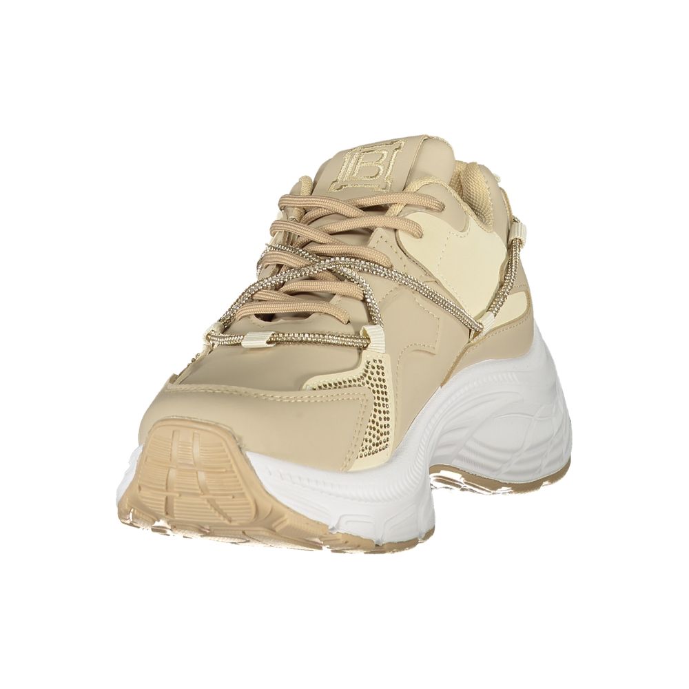 Laura Biagiotti Beige Rhinestone Women Sneaker - LA-36497