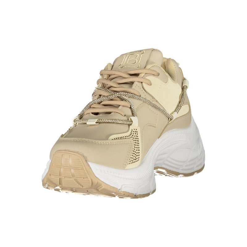Laura Biagiotti Beige Rhinestone Women Sneaker - LA-36497