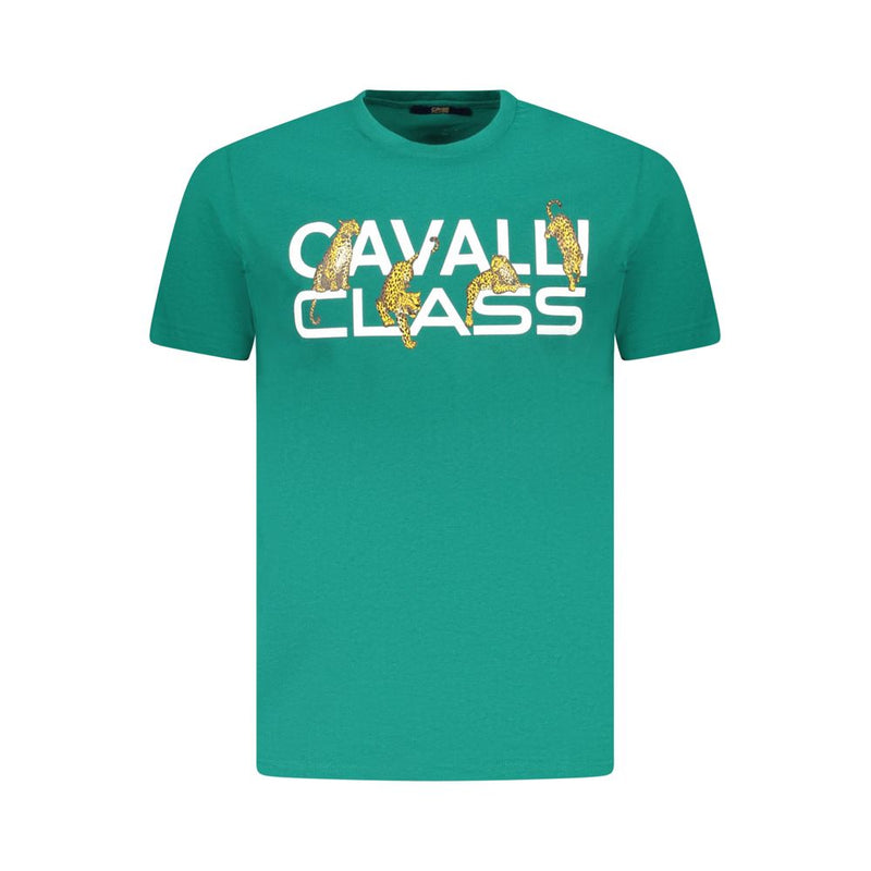 T-shirt homme en coton vert Cavalli Class