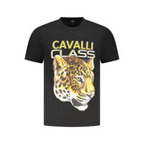 T-shirt homme en coton noir Cavalli Class