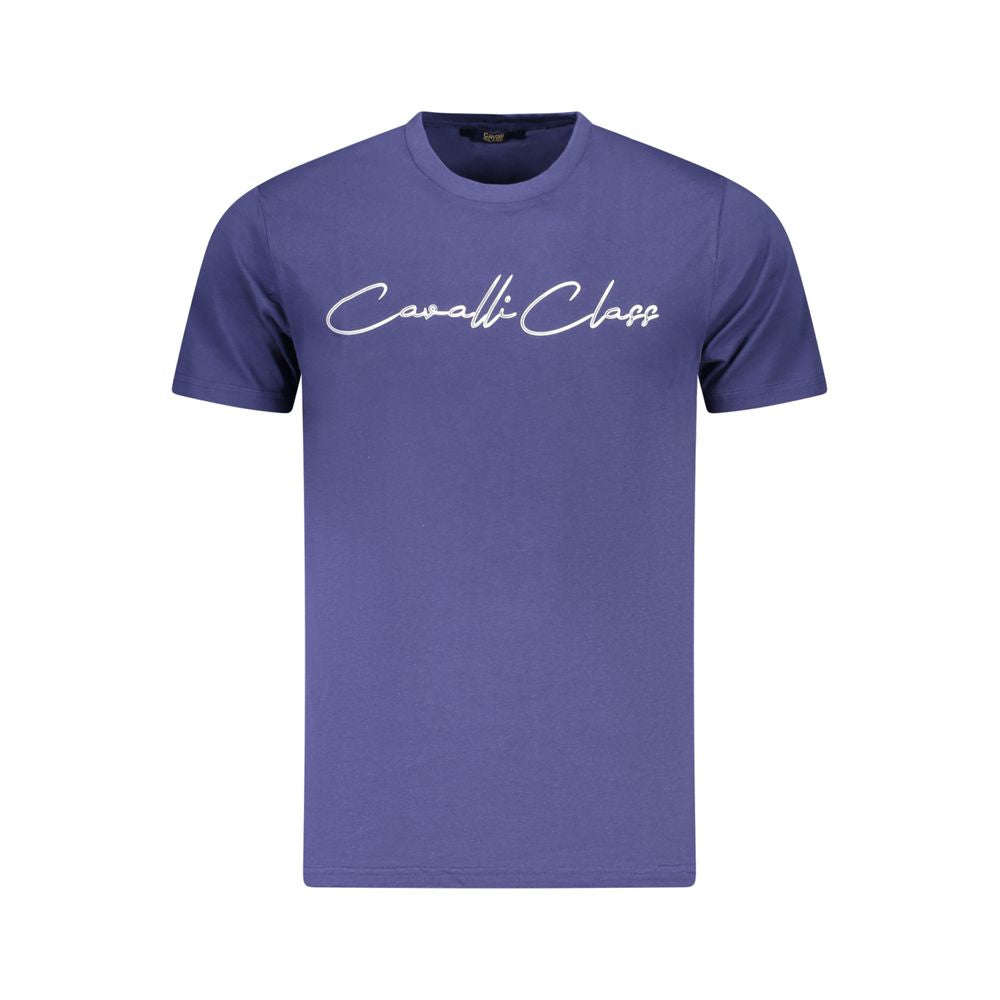 T-shirt homme en coton bleu Cavalli Class