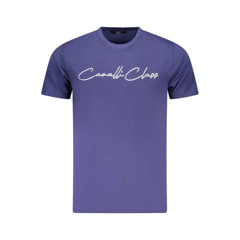 T-shirt homme en coton bleu Cavalli Class