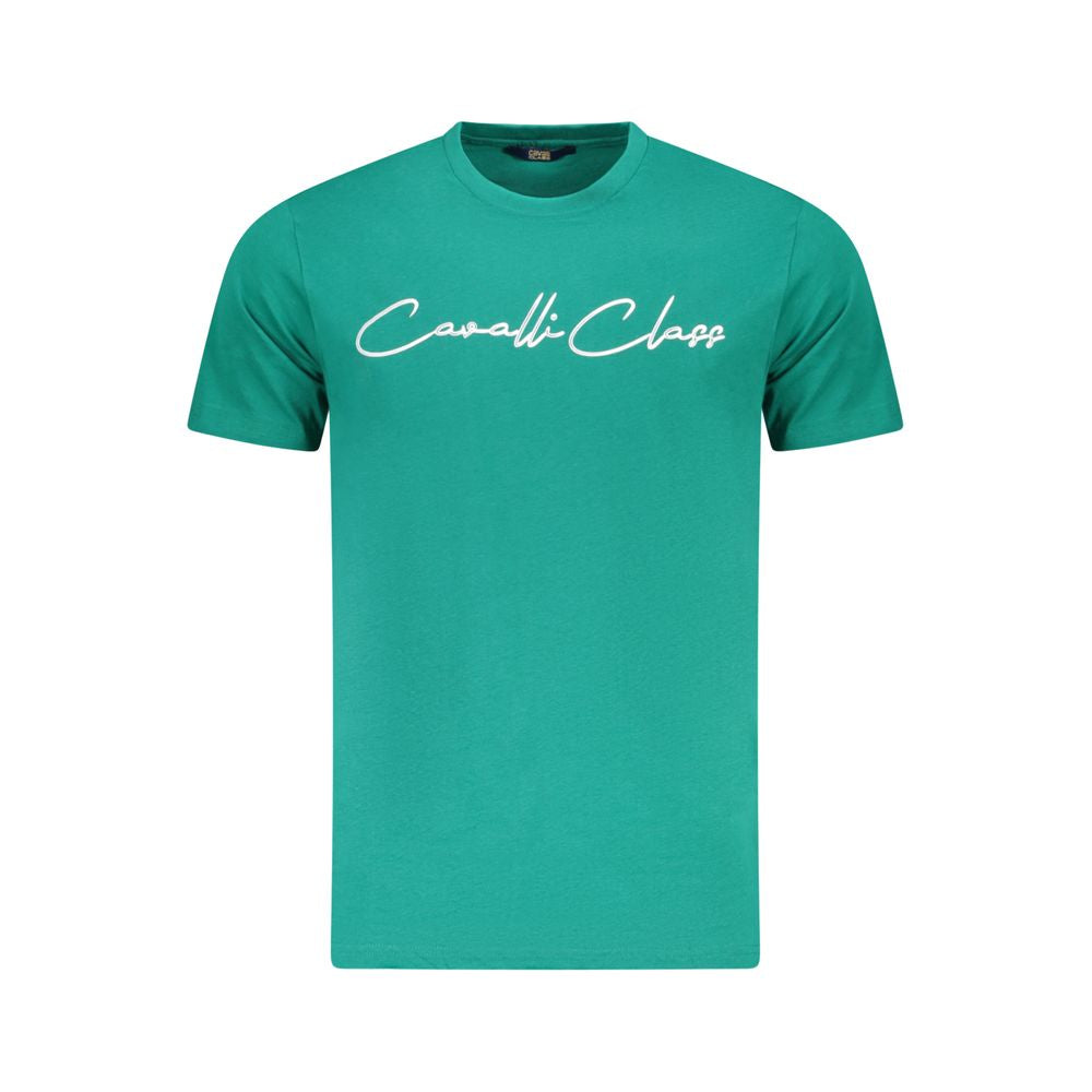T-shirt homme en coton vert Cavalli Class