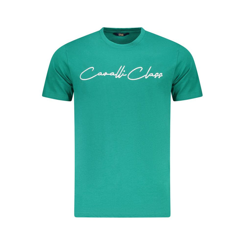 T-shirt homme en coton vert Cavalli Class