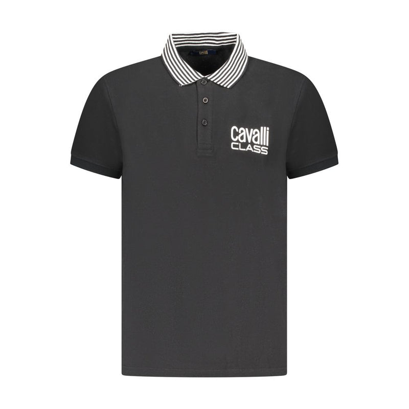Polo homme en coton noir Cavalli Class