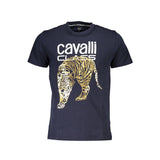 T-shirt homme en coton bleu Cavalli Class