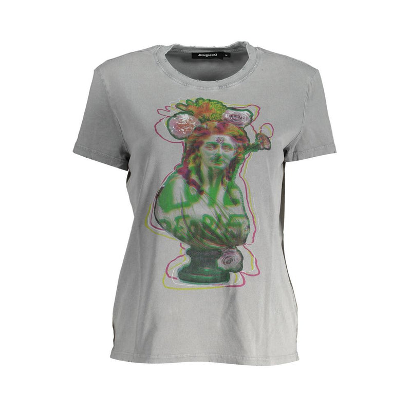 Desigual T-Shirt Femme Gris en Coton - Élégant et Confortable