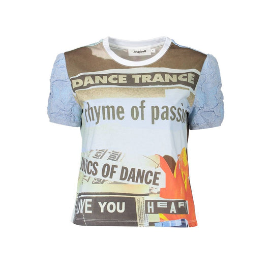 T-shirt femme en coton bleu Desigual