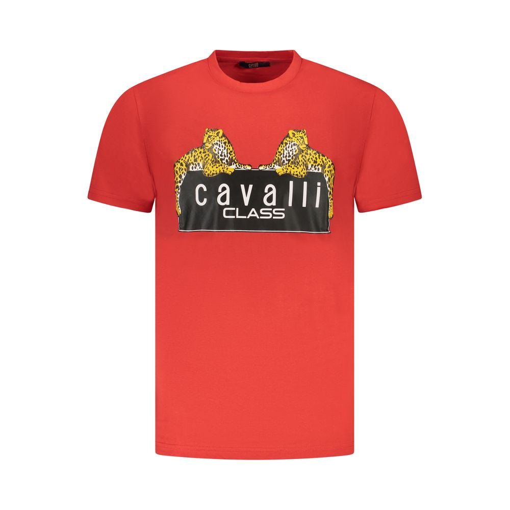 T-shirt homme en coton rouge Cavalli Class