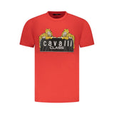T-shirt homme en coton rouge Cavalli Class