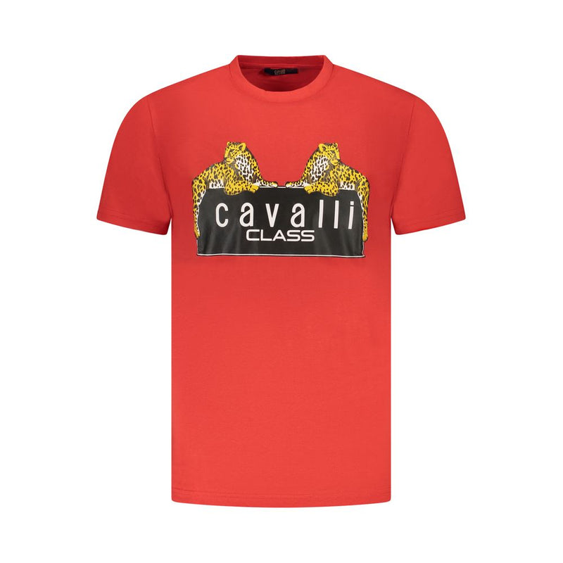 T-shirt homme en coton rouge Cavalli Class