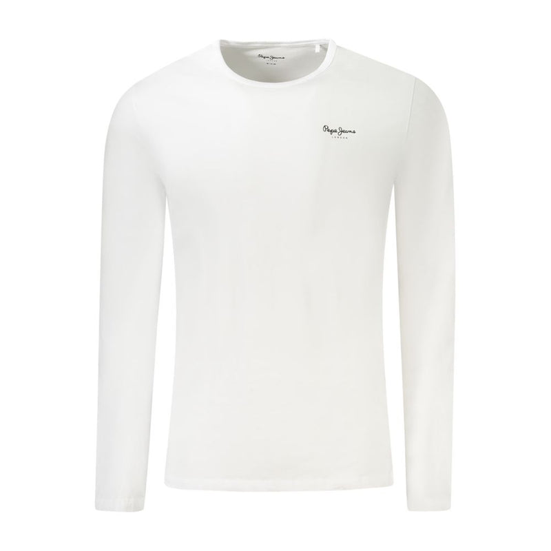 Pepe Jeans White Cotton Slim Fit Long Sleeve T-Shirt for Men