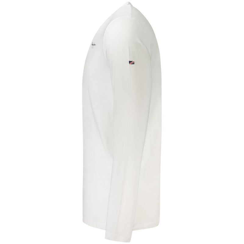 Pepe Jeans White Cotton Slim Fit Long Sleeve T-Shirt for Men