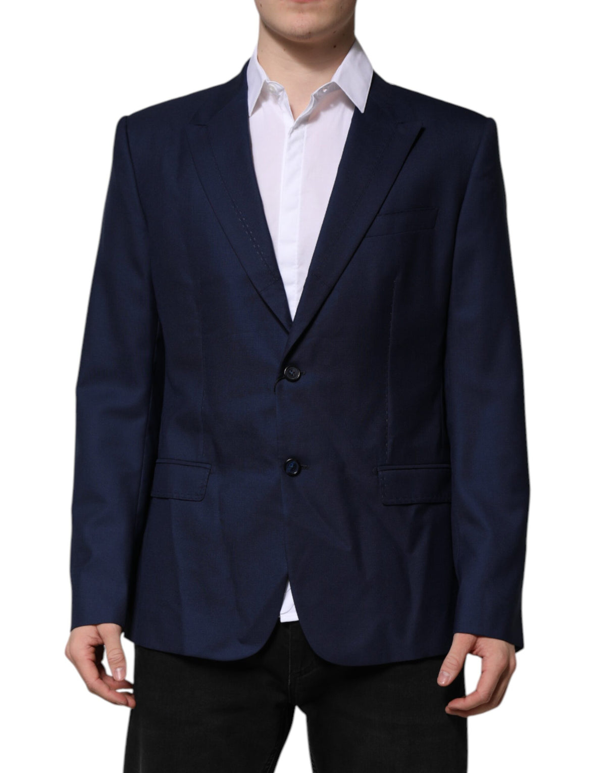 Dolce &amp; Gabbana, veste de costume bleu en laine, à simple boutonnage.
