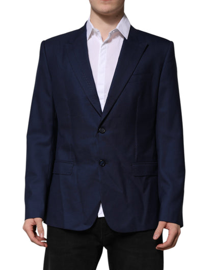Dolce &amp; Gabbana blauwe wollen, enkelbrede jas/blazer