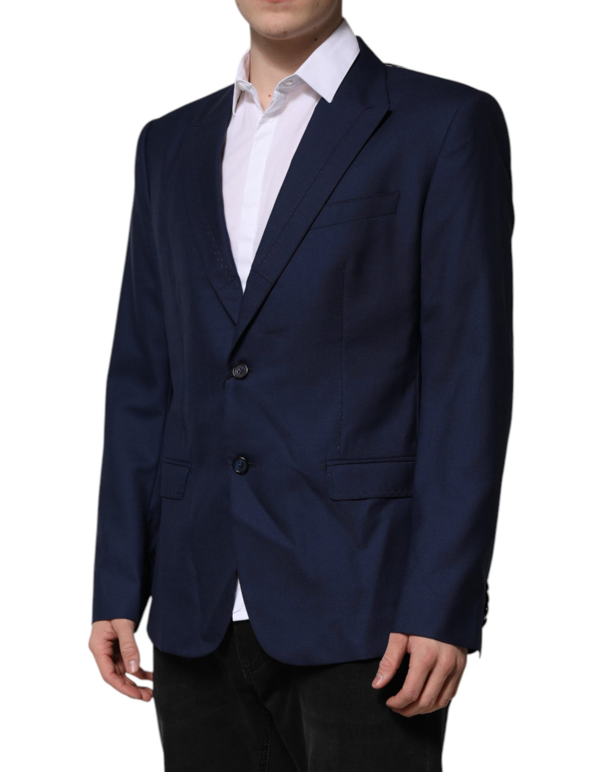 Dolce &amp; Gabbana, veste de costume bleu en laine, à simple boutonnage.